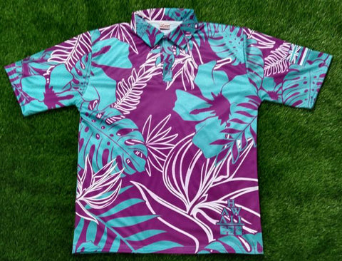 Aloha Drifit Plumeria Polo- Purple