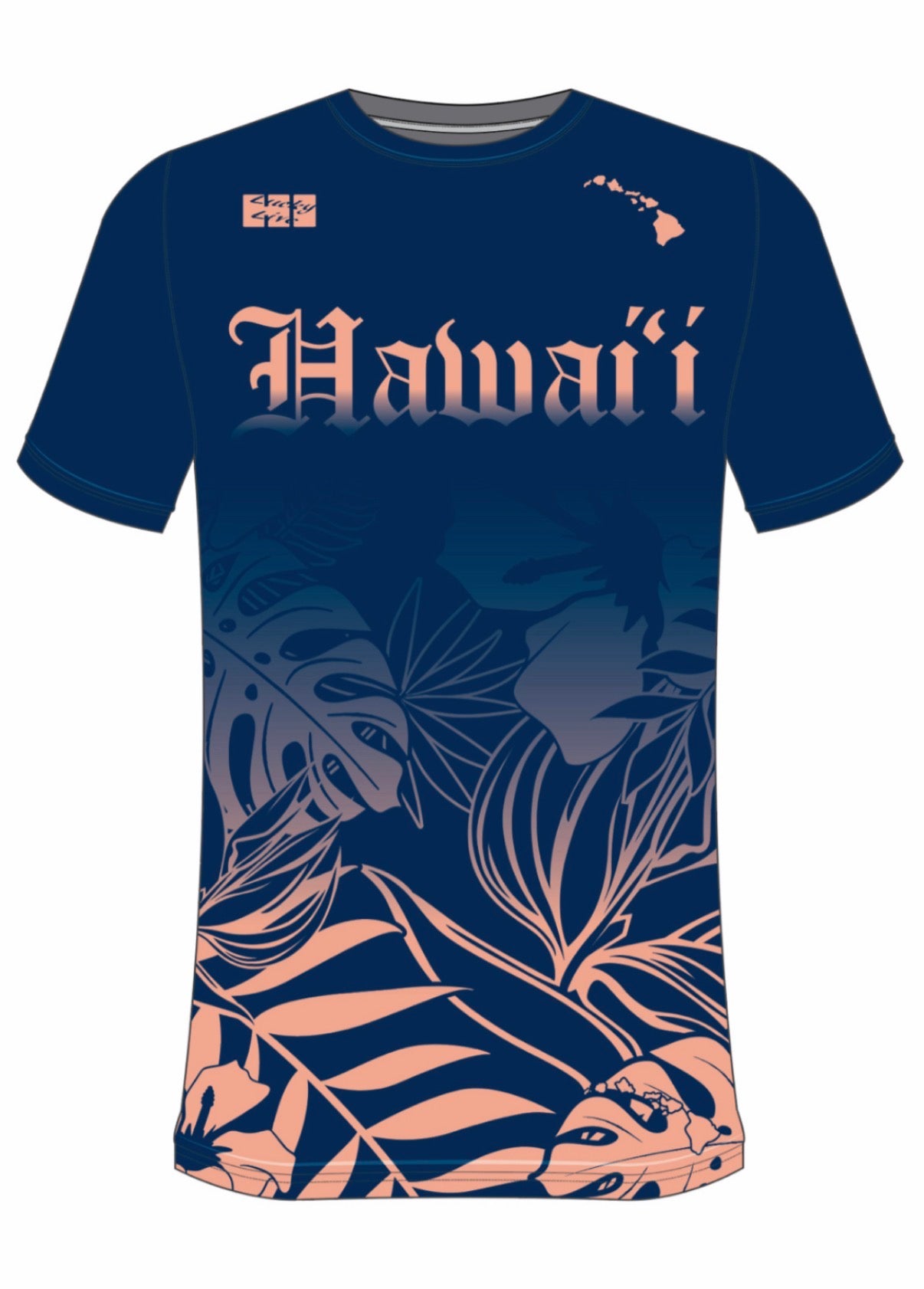 HAWAII Hibiscus- Blue/Salmon