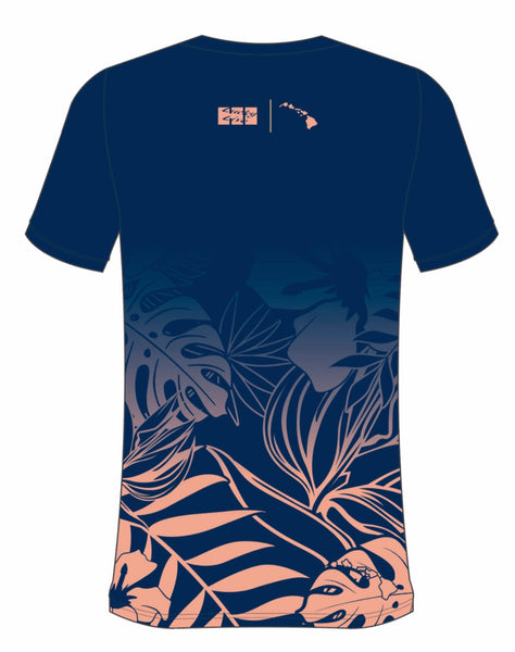 HAWAII Hibiscus- Blue/Salmon
