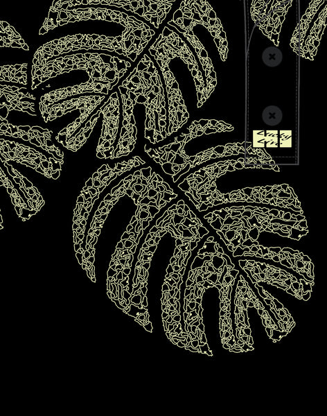New Monstera Island Drifit Polo- Black/Creme