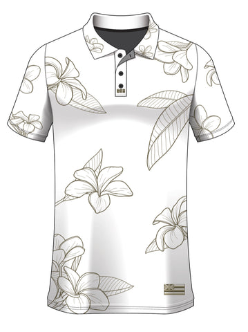 PLUMARIA DRIFIT ALOHA POLO- White/Amry Green