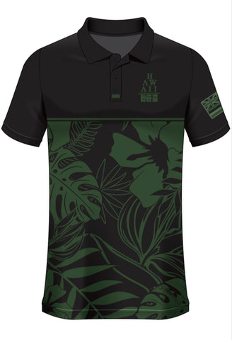PLUMARIA DRIFIT ALOHA SHIRT- BLACK/GREEN