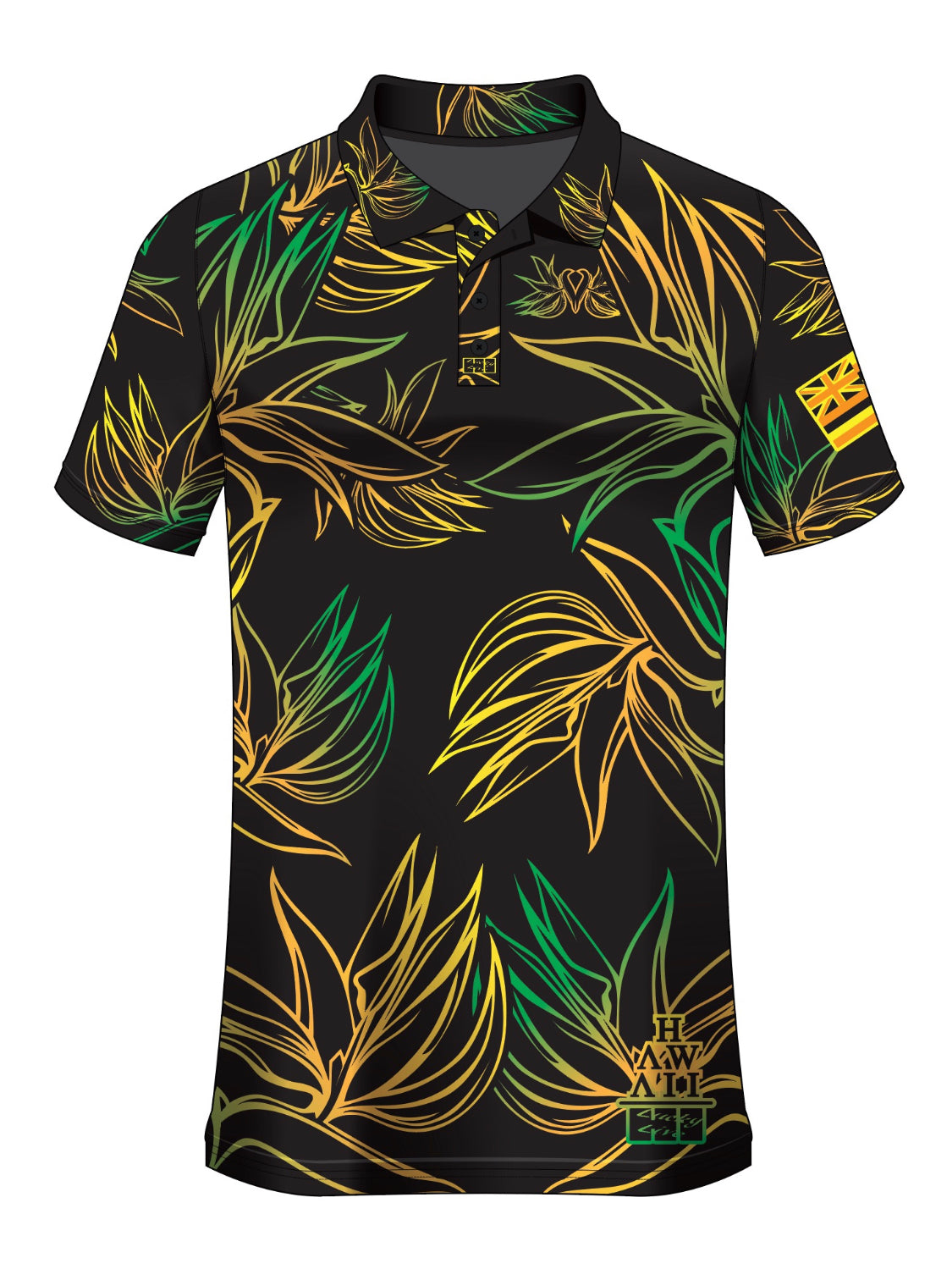 PARADISE FIRERY DRIFIT ALOHA POLO- Black